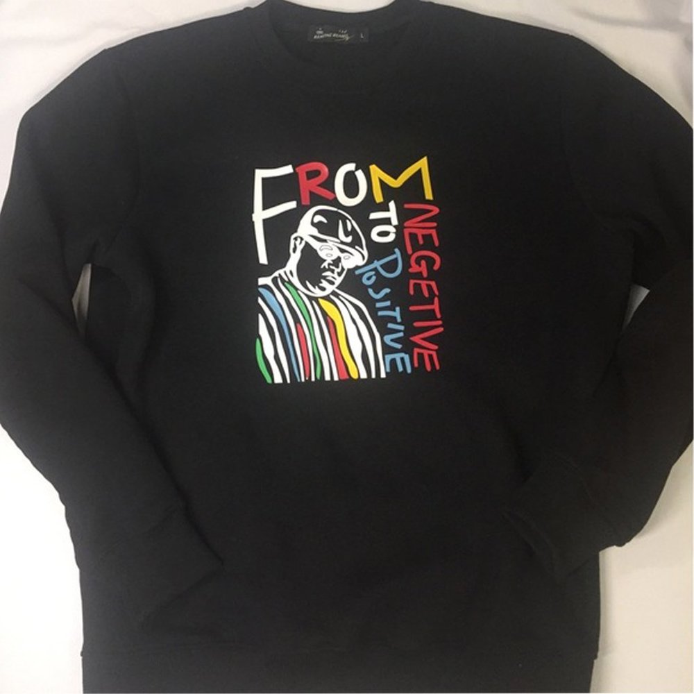 Black Crewneck Sweater with Graphic Design